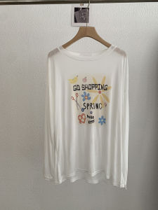 Summer New Womens Loose Fit Long Sleeve Sun Protection Shirt Thin Design White T-Shirt Comfortable Breathable Cotton Polyester Blend