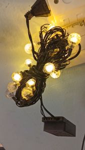 Dây đèn led trang trí bi bọt 32 bóng 7m điện 220V màu vàng nháy trang trí giáng sinh tết ngoài trời