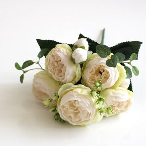 30CM Fake Roses Silk Peony Artificial Flowers Cheap New Years Festival Decorations Vase for Home Wedding Bridal Bouquets Indoor
