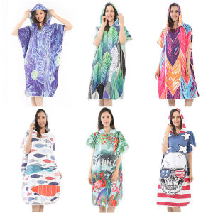 Superfine Fiber Cape Hooded Adult Bath Towel Quick-drying Absorbent Beach Towels Double-sided Velvet Cloak Bathrobe