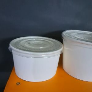 1 PAK 25pcs Paper Bowl 650ml 22oz dan TUTUP Mangkuk Kertas Mangkok Putih ECER