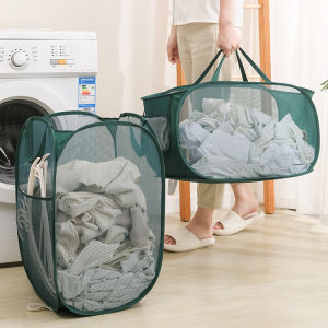 Folding Laundry Basket Organizer for Dirty Clothes Bathroom Clothes Mesh Storage Bag Household Wall Clothes Socks Hanging Basket