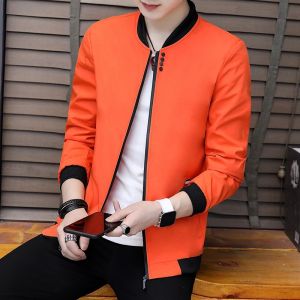 ROMON | Lormen Mens Baseball Collar Jacket Short Flight Style Windproof Fashionable Spring Autumn Workwear Casual Handsome Coat