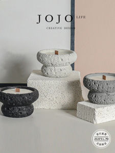 Jojos L PD Wheat Ins Style Candle Cup No Fire Crystal Stone Container Meteorite Design Cement Material Home Decorative Accessories