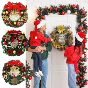 30CM Christmas Wreath with Light Artificial Garland Door Hanging Decoration DIY Gifts For Christmas Home Decoration
