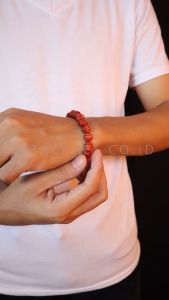 Gelang Batu Akik Marjan Red Coral Merah Alam Natural untuk Pria & Wanita