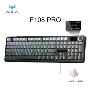 AULA | AULA F108 Pro Wireless Mechanical Gaming Keyboard Tri Mode TFT Smart Display Multi-Knob RGB Esports Custom Keyboard for Gamer