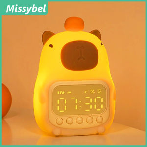 Cute Capibala Digital Alarm Clock Night Light Touch Sensing Night Light LED Digital Display Clock Bedside Clock Night Light Gift for Children