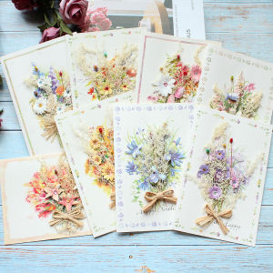 Exquisite Handmade Dry Flower Christmas Greeting Card Creative Business Birthday Thank You Teacher Gift Card Festive Supplies