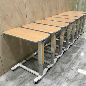 New Medical Dining Table ABS Mobile Height Adjustable Table over Bed Eating Care Table Computer Bedside Table Suspended with Wheels