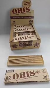 OHIS Classic Brown Rolling Paper Pre-rolled Cone - 20 Tubes/Box (78mm/110mm Dual Sizes)
