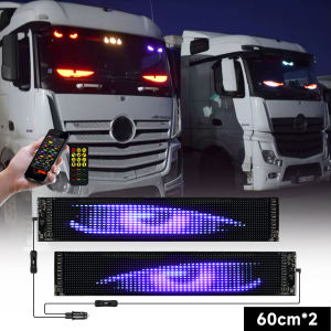 Đèn LED 2 Trong 1 Cho Xe Tải Ô Tô Kiểu Mắt Quỷ Bảng Điều Khiển Pixel Có Điều Khiển Bằng Ứng Dụng & Điều Khiển Từ Xa Đèn Cuộn Mềm Mại Có Thể Gấp Gọn Trên Kính Chắn Gió