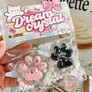 Squishy Cat PAW Pinch Fidget ของเล่นช้า Rebound ความเครียดบรรเทาของเล่นโปร่งใส Cube Blingbling บีบของขวัญของเล่นสําหรับเด็ก