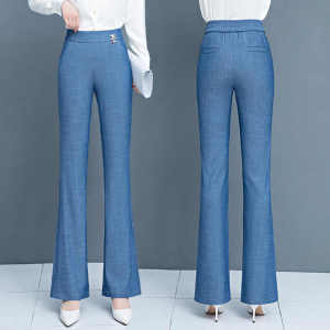 Summer 2023 New Style Thin Cool Lyocell High Waist Personality Micro Flare Womens Pants Versatile Slimming Casual Straight Leg Pants