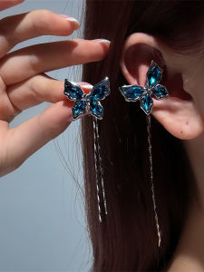 Blue Zircon Butterfly Ear Cuff Womens Fashion Jewelry No Piercing Clip-On Earrings Lightweight Luxury Sensation Fresh out