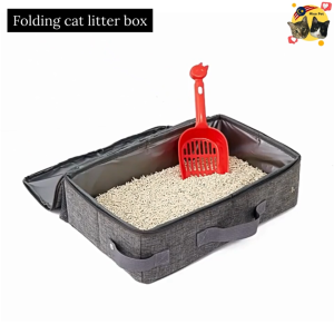 Folding cat litter box Litter bag travel box cat toilet portable box Ready Stock