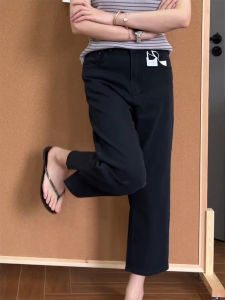 Black Silk Denim Jeans Womens High Waist Straight Leg Nine Points Slit Jeans for Pear Shaped plus Size Short Women Spring Summer