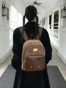HelloKitt Spliced Womens Backpack 2025 New Luxury Travel School Bag Casual Simple Style Double Shoulder Bag Polyester Material