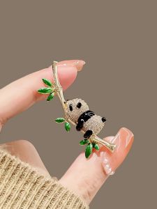 Cute Panda Brooch Female Chinese Style Fancy Corsage Festival Height Niche Style Cartoon Pin Fashion Tape Ornament