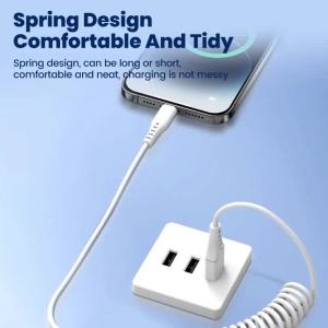 Cáp Sạc Nhanh NNBILI 6A USB Type C & Micro Dây Dữ Liệu Lò Xo Co Giãn Cho Điện Thoại Samsung Xiaomi Huawei Phụ Kiện Sạc Ô Tô
