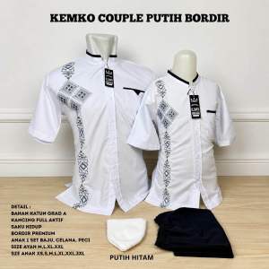 AL-SHAFA koko couple ayah dan anak putih bahan katun MOTIF BIRDOR baju koko anak atasan muslim pria dewasa