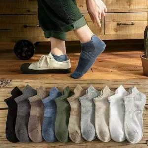 Tất Cổ Ngắn Chất Cotton Co Giãn Thoáng Khí Thấm Hút Tốt Vớ Trơn Nhiều Màu