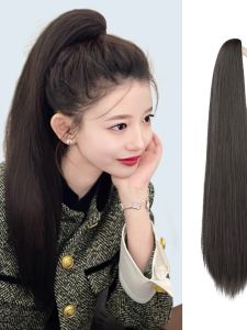 Womens Short Hair Wig Braids Natural Looking Simulation Hair Increased Hair Volume High Ponytail Easy to Wear Simple Design