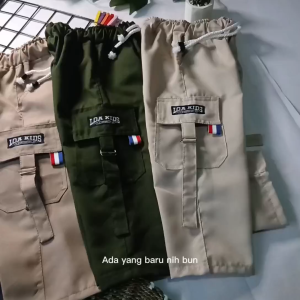 Celana Panjang Cargo Anak 1-13 Tahun Laki-laki Dan Perempuan Chinos Cargo Bahan Twill American Drill