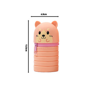 Cartoon Animal Foldable Silicone Pencil Case Animal Shape Desk Organizer Stationery Storage Bag Folding Pen Pouch Pencil Holder