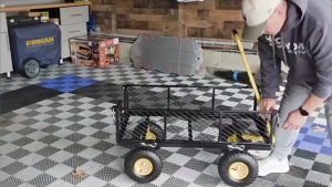 Heavy Duty Full Steel Garden Cart on Wheels Outdoor Utility Flatbed Wagon for Shopping Storage