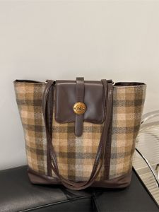 Túi Đeo Vai Đơn Thời Trang Mới 2024 Túi Tote Kẻ Caro Màu Tương Phản Túi Đeo Hông Thường Ngày Túi Đeo Vai Mềm Thời Trang