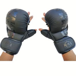 Professional MMA Boxing Gloves for Men & Women - Half-Finger Thick Durable Design with Adjustable Wrist Straps for UFC Training