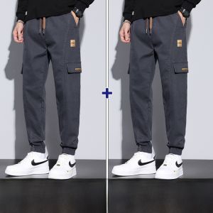 ROMON | Loose Mens Workwear Pants Spring Autumn New Style Harlan Casual Long Trousers Elastic Waist Cargo Pants Youthful Energy Style