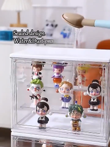 Transparent Acrylic Display Case with Magnetic Closure and Stackable Design for Secure Toy Storage
