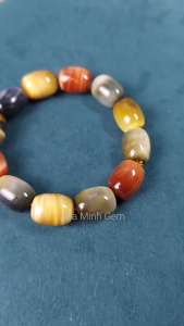 Vòng tay đá Mắt Hổ tam tài VIP thiên nhiên kiểu lu thống size 12x16mm phong thủy tài lộc | Hoa Minh Gem