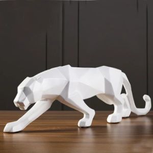 Home Decor Panther Statue Animal Figurine Abstract Geometric Style Resin Leopard Sculpture Home Office Desktop Decoration Crafts