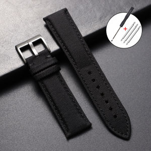 22mm 24mm Sailcloth Watch Strap Waterproof Nylon Leather Watch Band for Seiko for Omega Sports Wristband Handmade Stitching Belt