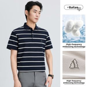 Firs | Silk Modal Stripe Cotton Polo Shirt