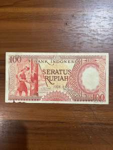Uang Kertas 100 Rupiah 1958 Seri Pekerja Koleksi Kuno