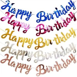 Gold Blue Silver Rose Gold Happy Birthday Banner Confetti Birthday Party Background Decoration Boy Girl Baby Shower 2026