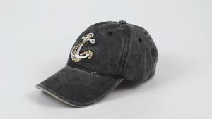 HATLANDER Topi Baseball Cap Bordir 3D Anchor Washed Style - SBC56