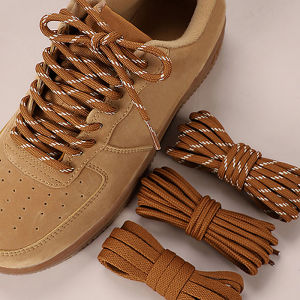 3 Pairs Wheat Brown Flat Round Shoelaces - AF1 Replacement Laces for Autumn Sport Basketball Sneakers High-top Canvas Shoes