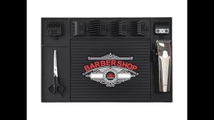 KEMEI Black PVC Storage Barber Mat Non-slip Tool Mat for Salon Barber Shop Beauty Salon Workstation Counter