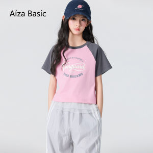 Aiza basic | Girls Pink and Grey Contrast Sleeveless T-Shirt Summer New Sports Style