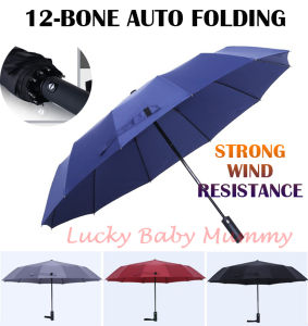 12 Ribs Automatic Umbrella Super Windproof Large Umbrella Auto Open Close Excellent Water Repellency/Fireheart