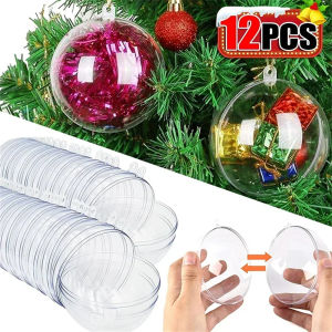 Dizoey 12/1Pcs 5-10cm Christmas Ornaments Balls DIY Fillable Bauble Plastic Transparent Hollow Ball Wedding Party Xmas Tree Hanging Gift Decorations