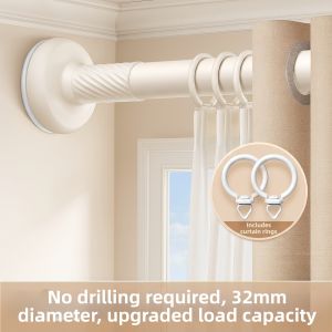 WEILAISHI | No-drill Curtain Rod Roman Style Adjustable Single/Double Rail Kit