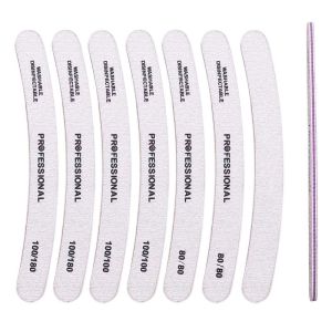 10pcs/Set Nail Art Files 80/100/180 Nails Accessoires Gel Nail Polishing Pedicure Manicure Buffers Nail Care Tools Curved Design