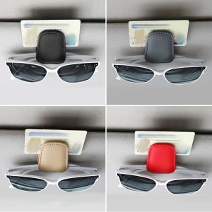 KEBIDU Car Sun Visor Sunglasses Clip Cowhide Glasses Case Holder Ticket Card Holder Car Interior Accessories