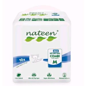 Nateen Combi Maxi Adult Diaper – High Absorbency up to 3050 ml Medium (37" - 49") with Wetness Indicator & Leak Guard Eco-Friendly 10s